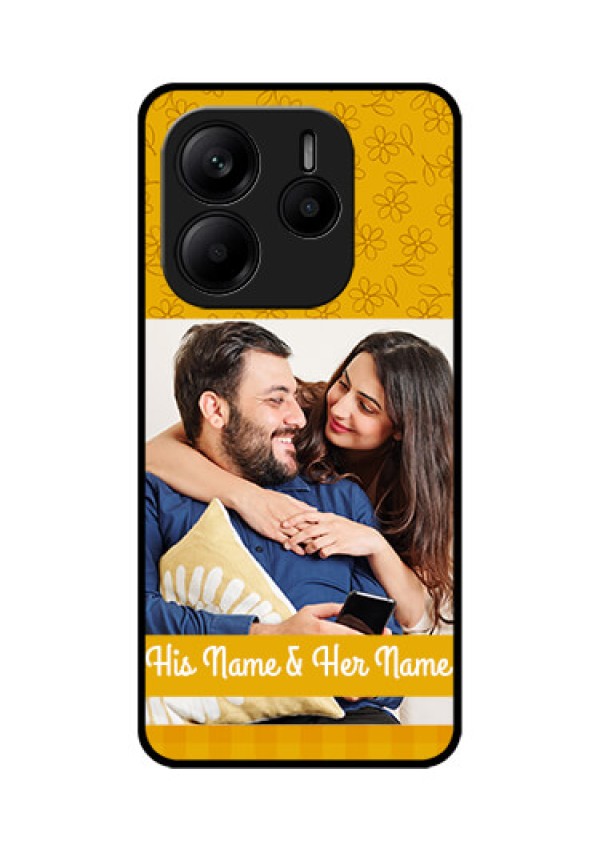 Redmi Note 14 5G Custom Glass Phone CaseYellow Floral Design