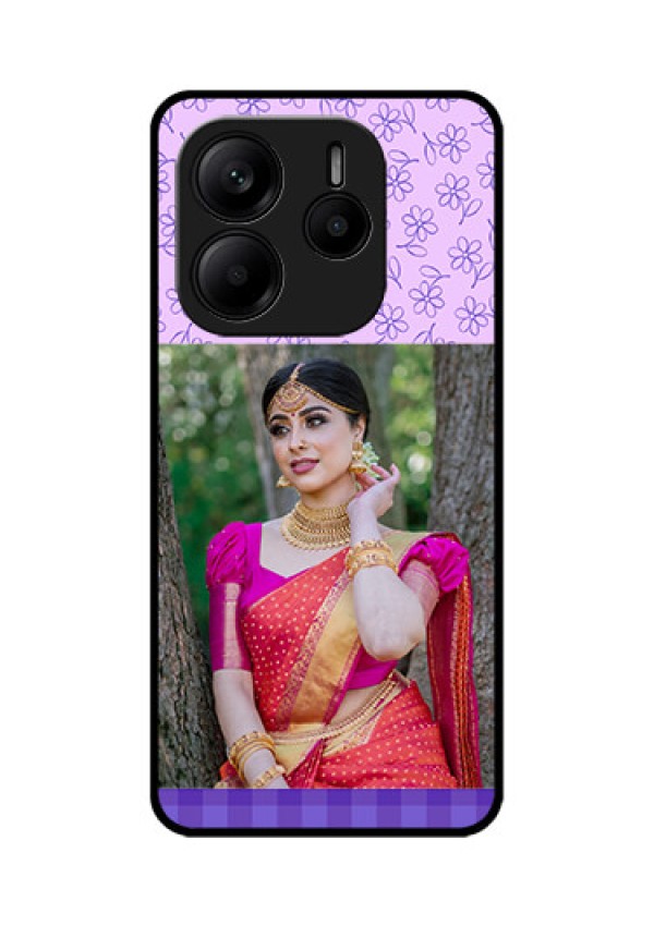 Redmi Note 14 5G Custom Glass Phone CasePurple Floral Design