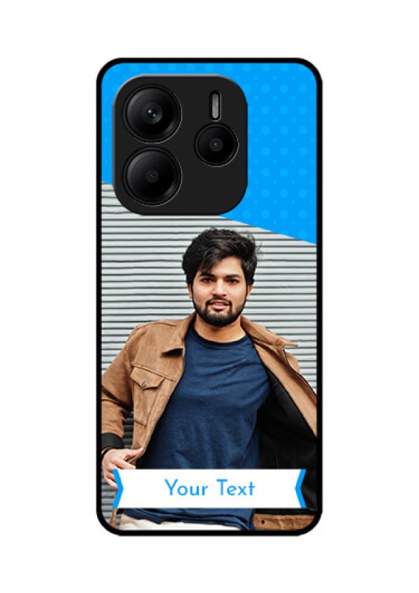 Redmi Note 14 5G Custom Glass Phone CaseSimple Blue Color Design