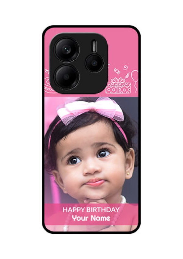 Redmi Note 14 5G Custom Glass Phone CaseWith Birthday Line Art Design