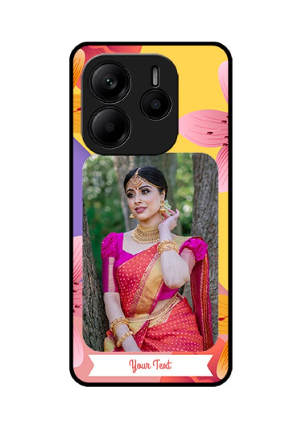 Redmi Note 14 5G Custom Glass Phone Case3 Image With Vintage Floral Design