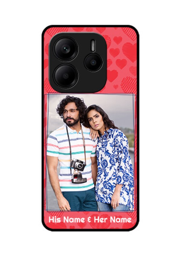 Redmi Note 14 5G Custom Glass Phone CaseWith Red Heart Symbols Design