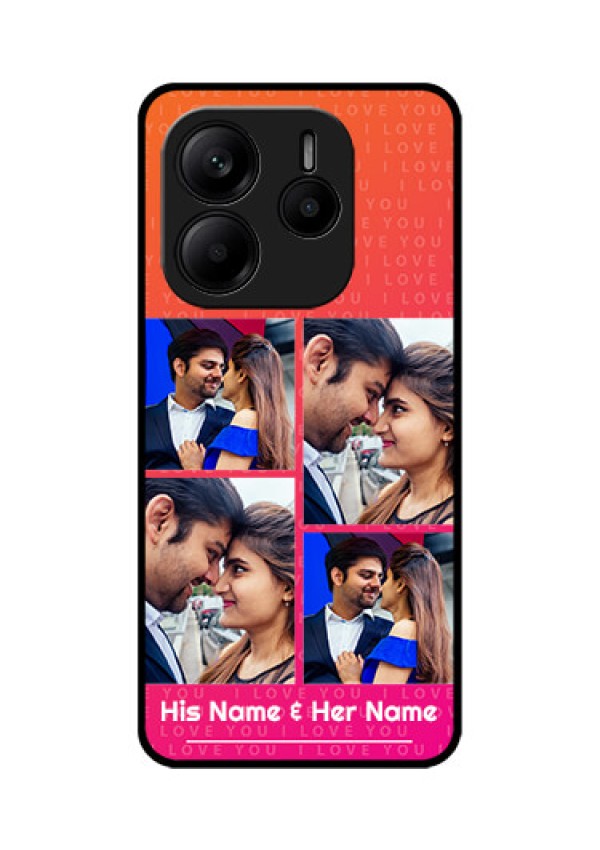 Redmi Note 14 5G Custom Glass Phone CaseI Love You Pink Design