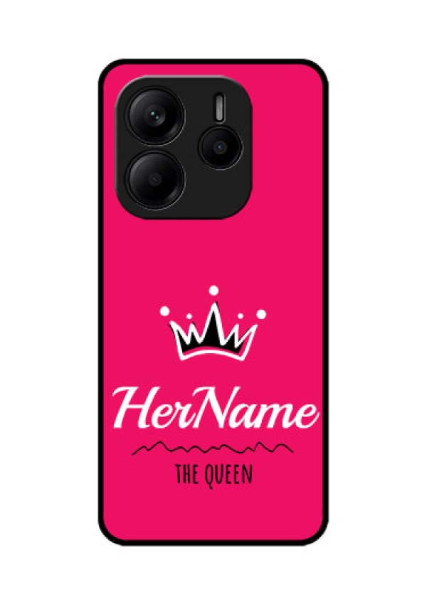 Redmi Note 14 5G Custom Glass Phone CaseQueen With Name Design