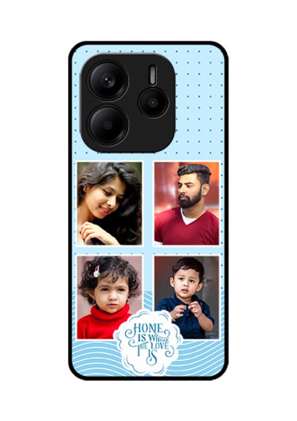 Redmi Note 14 5G Custom Glass Phone CaseCute Love Quote With 4 Pic Upload Design