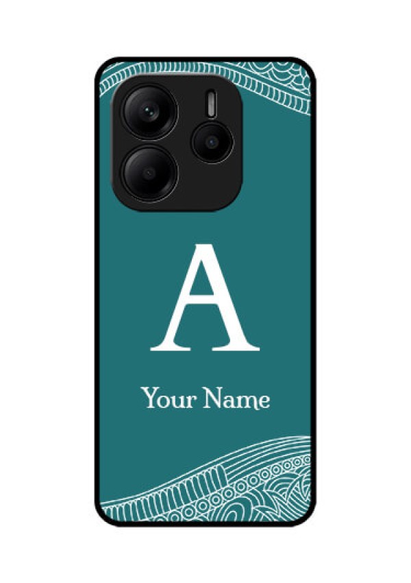 Redmi Note 14 5G Custom Glass Phone CaseLine Art Pattern With Custom Name Design
