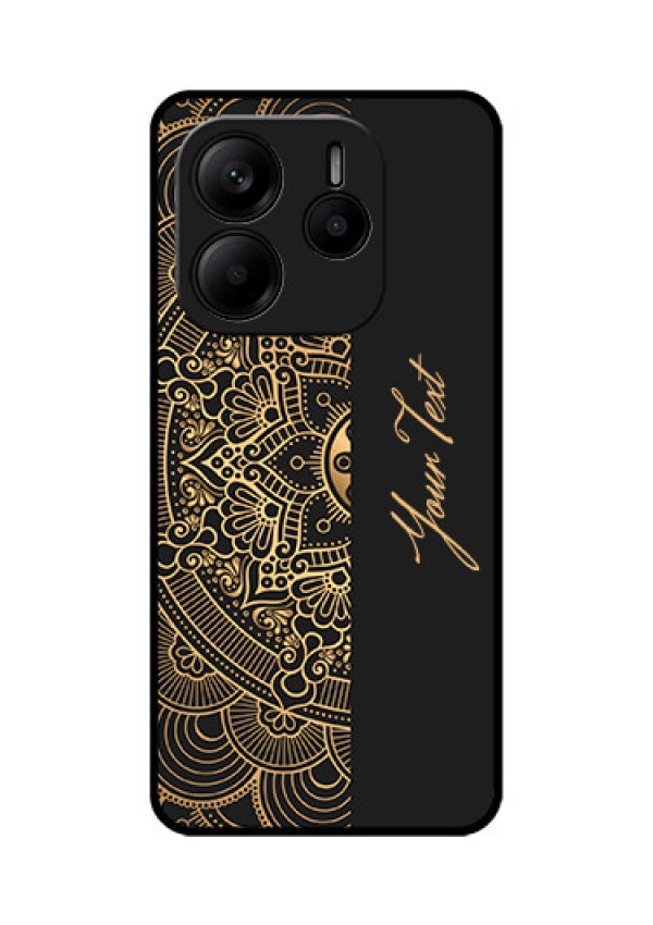 Redmi Note 14 5G Custom Glass Phone CaseMandala Art With Custom Text Design