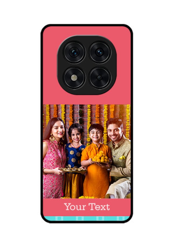 Redmi Note 14 Pro 5G Custom Glass Phone CasePeach and Blue Color Design