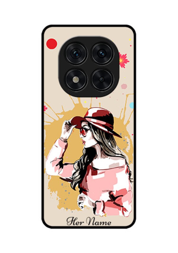 Redmi Note 14 Pro 5G Custom Glass Phone CaseWomen With Pink Hat Design