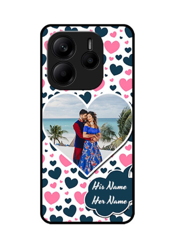 Redmi Note 14 SE 5G Custom Glass Phone Case - Pink & Blue Heart Design