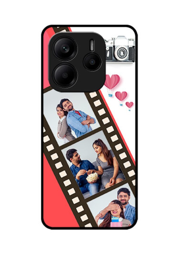 Redmi Note 14 SE 5G Custom Glass Phone Case - 3 Image Holder With Film Reel