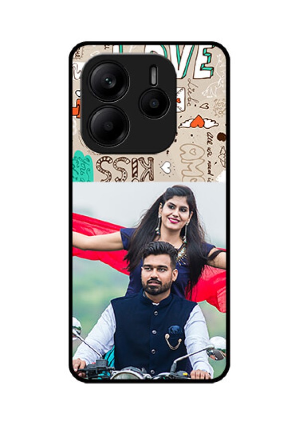 Redmi Note 14 SE 5G Custom Glass Phone Case - Love Doodle Pattern