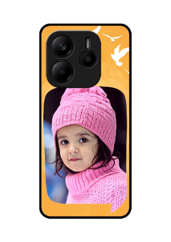 Redmi Note 14 SE 5G Custom Glass Phone Case - Water Color Design With Bird Icons