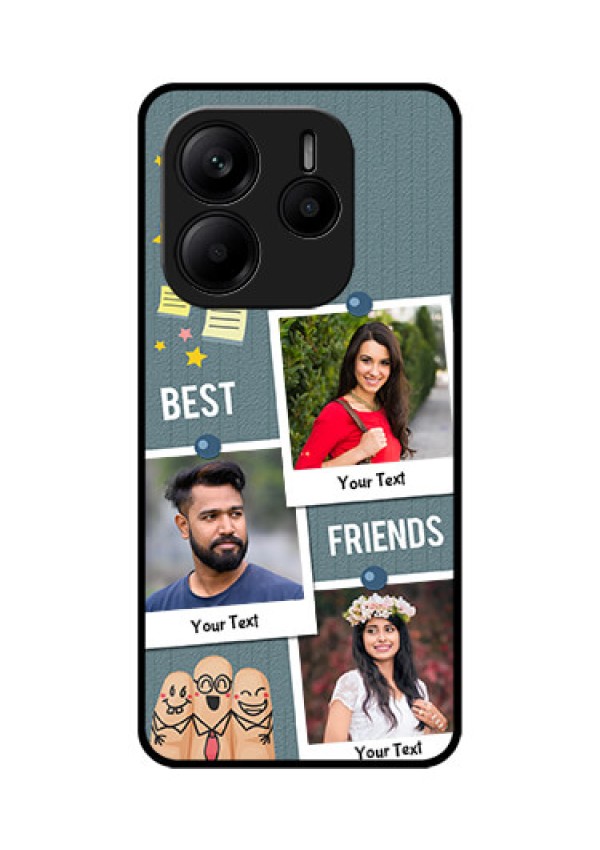 Redmi Note 14 SE 5G Custom Glass Phone Case - Sticky Frames And Friendship Design