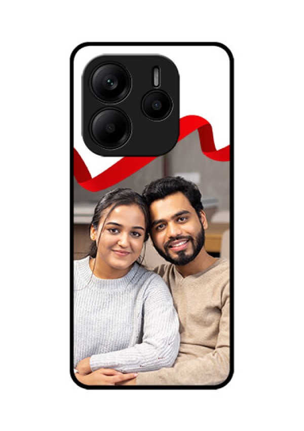 Redmi Note 14 SE 5G Custom Glass Phone Case - Red Ribbon Frame Design