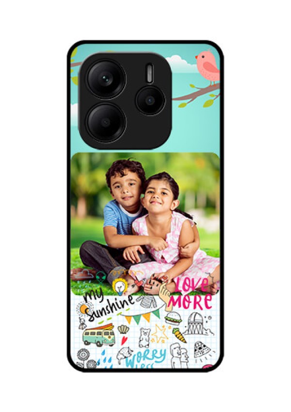 Redmi Note 14 SE 5G Custom Glass Phone Case - Doodle Love Design