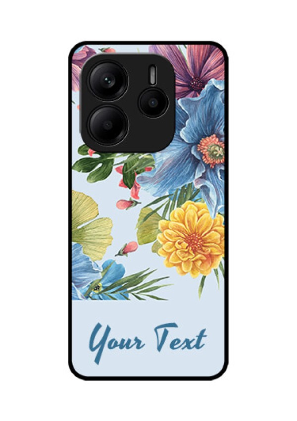 Redmi Note 14 SE 5G Custom Glass Phone Case - Stunning Watercolored Flowers Painting Design