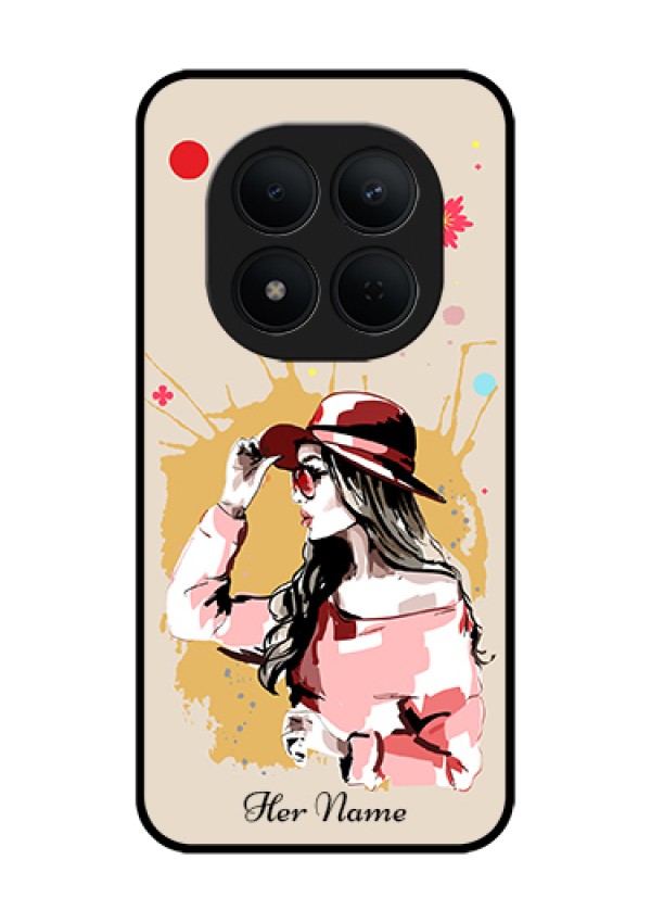 Xiaomi Redmi Note 15 Pro 5G Custom Glass Phone Case - Women With Pink Hat Design