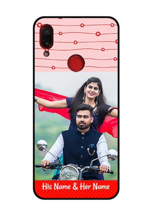 Redmi Note 7 Pro Personalized Glass Phone Case  - Red Pattern Case Design