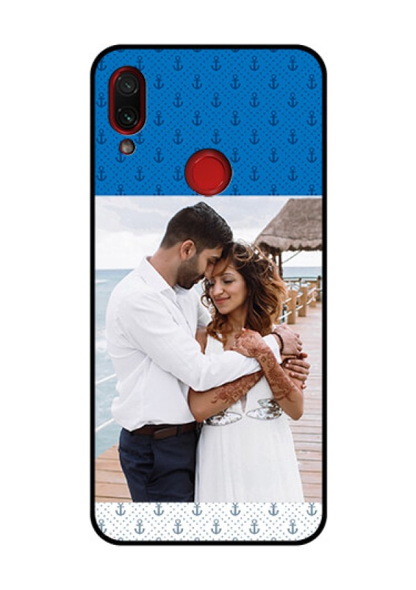 Redmi Note 7 Pro Photo Printing on Glass Case  - Blue Anchors Design