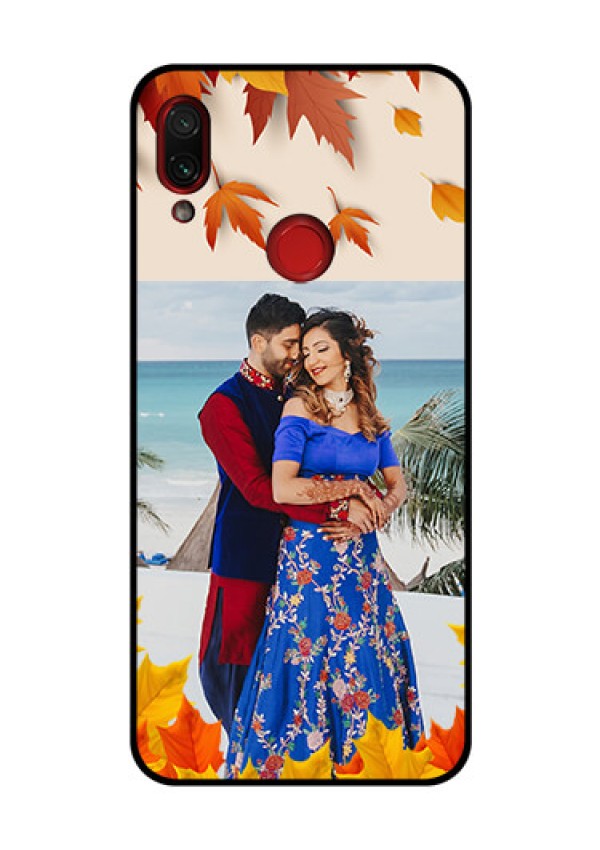 Redmi Note 7 Pro Photo Printing on Glass Case  - Autumn Maple Leaves Design