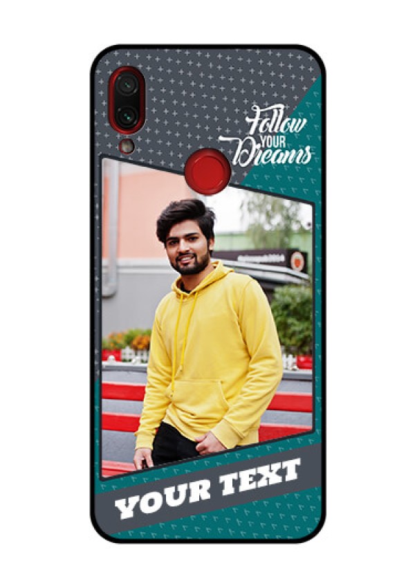Redmi Note 7 Pro Personalized Glass Phone Case  - Background Pattern Design with Quote