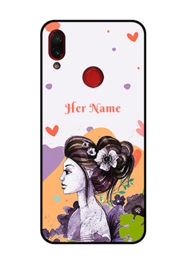 Xiaomi Redmi Note 7 Pro Personalized Glass Phone Case - Woman And Nature Design