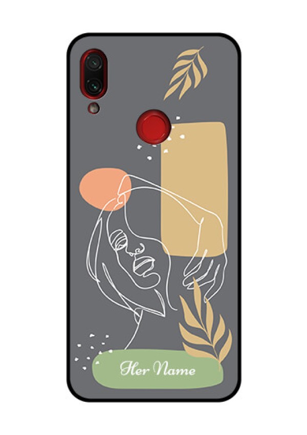 Xiaomi Redmi Note 7 Pro Custom Glass Phone Case - Gazing Woman line art Design