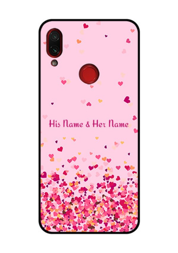 Xiaomi Redmi Note 7 Pro Photo Printing on Glass Case - Floating Hearts Design