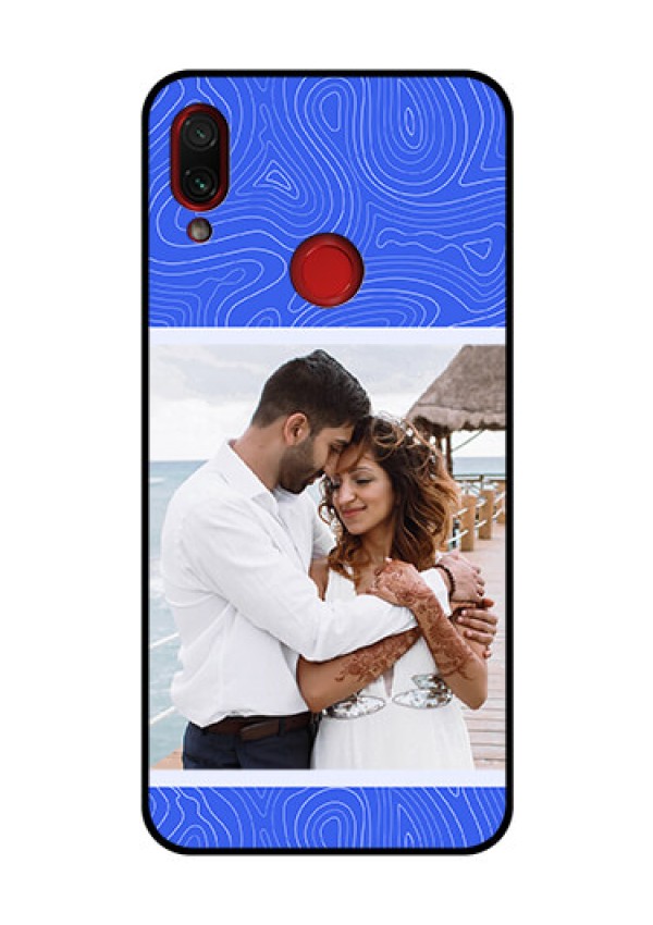 Xiaomi Redmi Note 7 Pro Custom Glass Mobile Case - Curved line art with blue and white Design