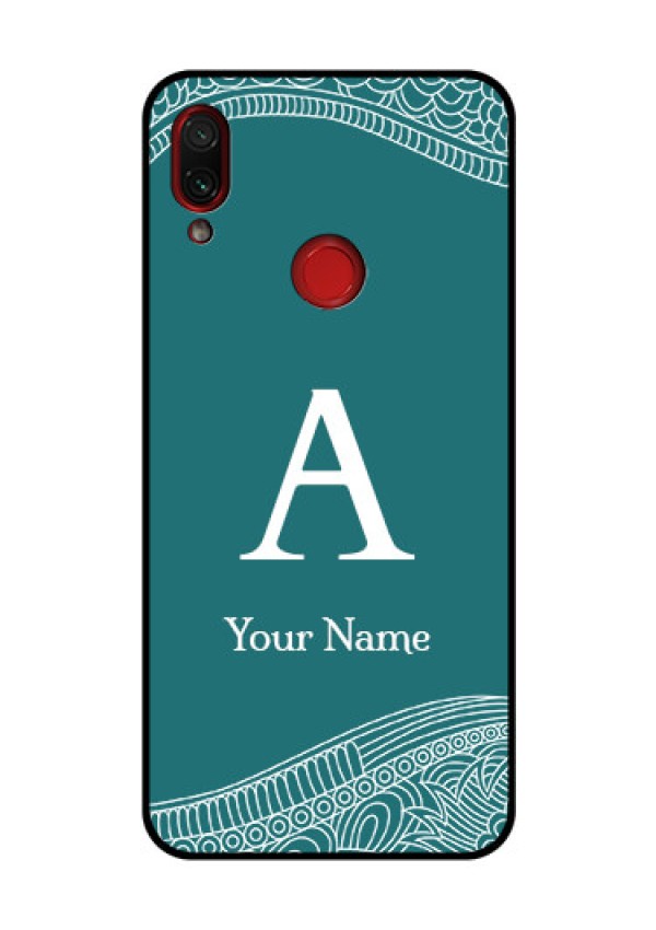 Xiaomi Redmi Note 7 Pro Personalized Glass Phone Case - line art pattern with custom name Design