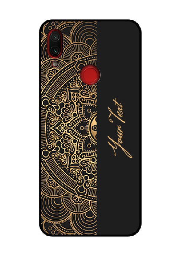 Xiaomi Redmi Note 7 Pro Photo Printing on Glass Case - Mandala art with custom text Design