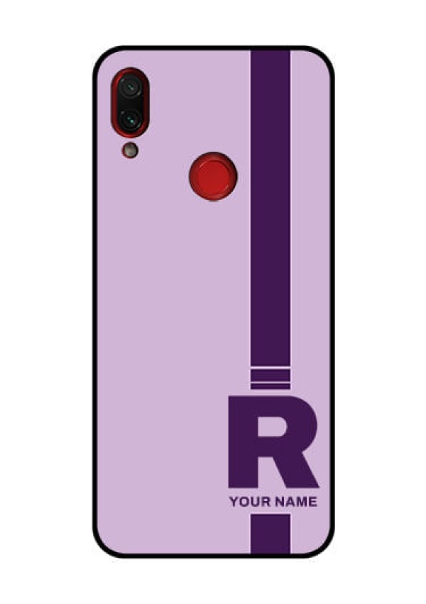 Xiaomi Redmi Note 7 Pro Photo Printing on Glass Case - Simple dual tone stripe with name Design