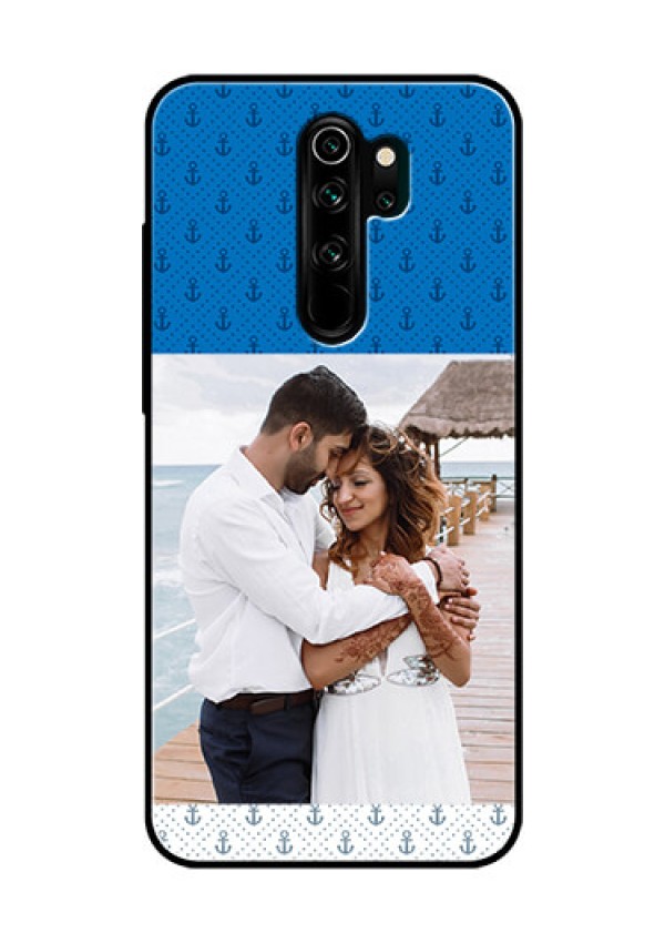 Redmi Note 8 Pro Photo Printing on Glass Case  - Blue Anchors Design