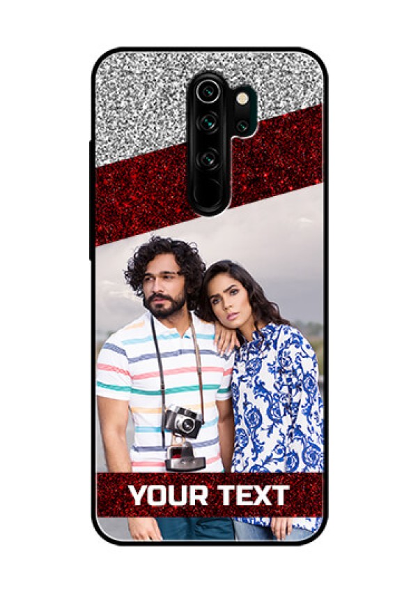 Redmi Note 8 Pro Personalized Glass Phone Case  - Image Holder with Glitter Strip Design