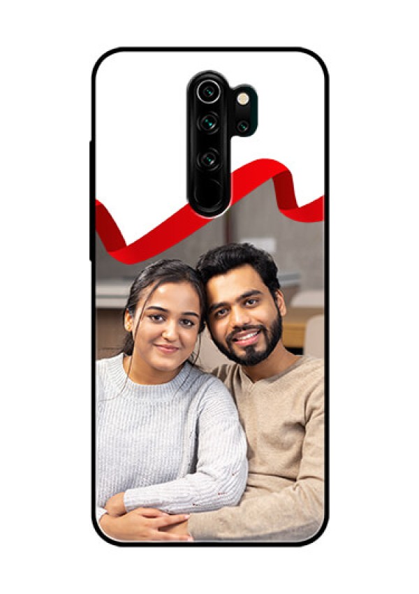 Redmi Note 8 Pro Photo Printing on Glass Case  - Red Ribbon Frame Design