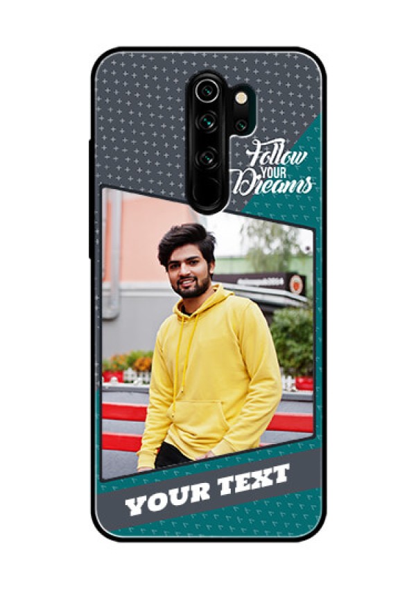 Redmi Note 8 Pro Personalized Glass Phone Case  - Background Pattern Design with Quote