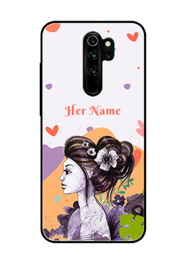 Xiaomi Redmi Note 8 Pro Personalized Glass Phone Case - Woman And Nature Design