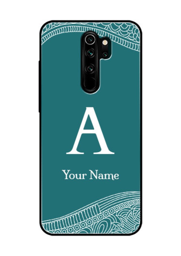 Xiaomi Redmi Note 8 Pro Personalized Glass Phone Case - line art pattern with custom name Design