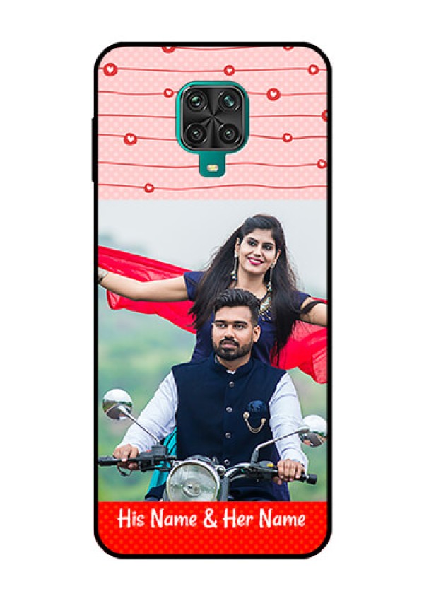 Redmi Note 9 Pro Max Personalized Glass Phone Case  - Red Pattern Case Design
