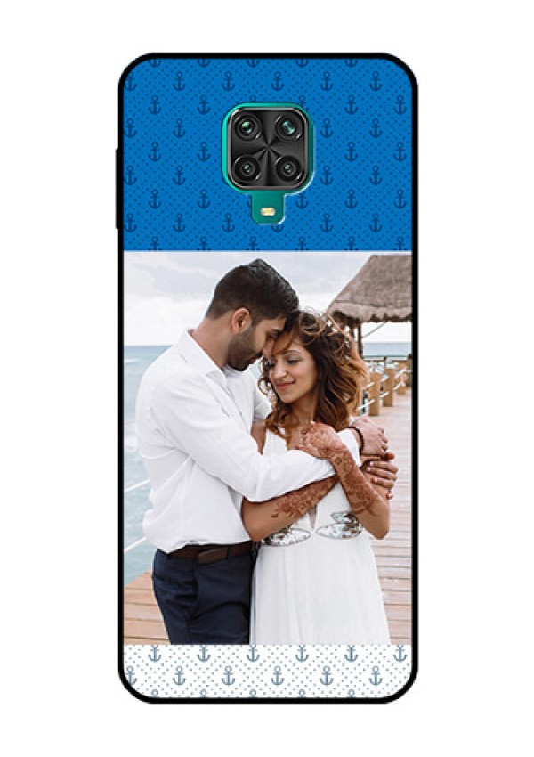 Redmi Note 9 Pro Max Photo Printing on Glass Case  - Blue Anchors Design