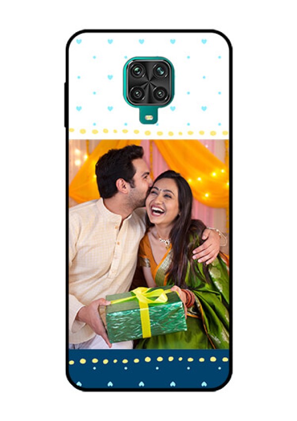 Redmi Note 9 Pro Max Personalized Glass Phone Case  - White and Blue Abstract Design