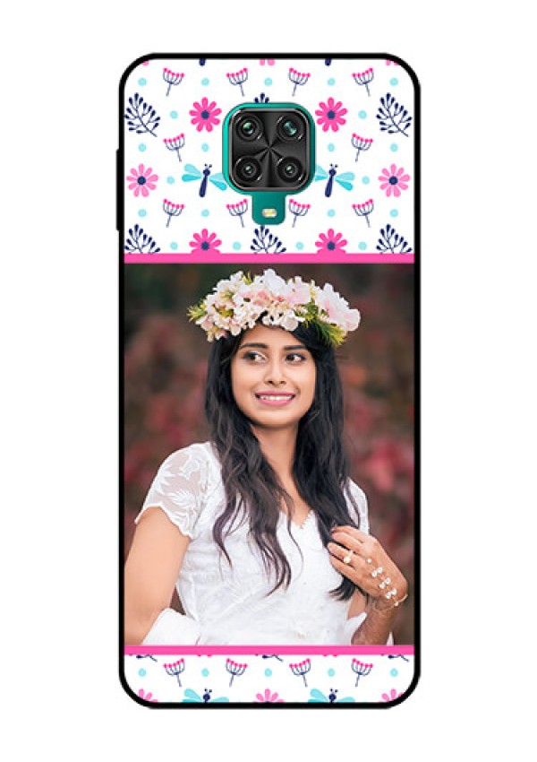 Redmi Note 9 Pro Max Photo Printing on Glass Case  - Colorful Flower Design