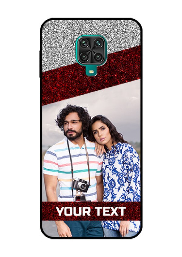 Redmi Note 9 Pro Max Personalized Glass Phone Case  - Image Holder with Glitter Strip Design