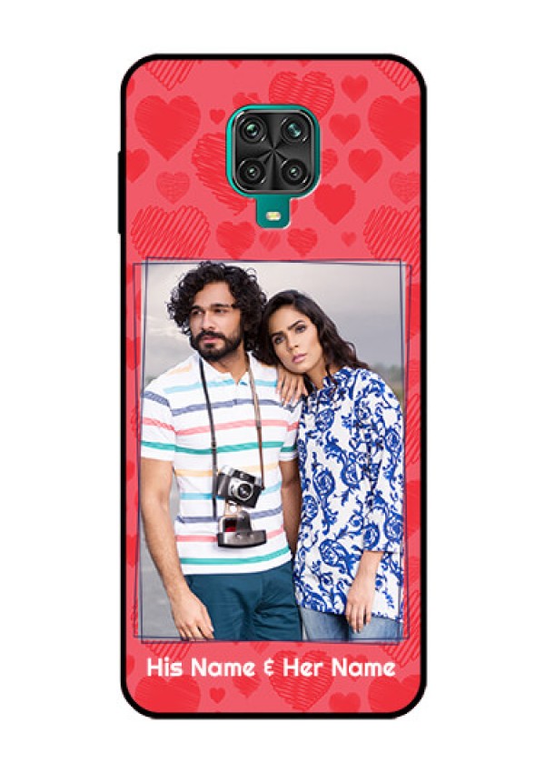 Redmi Note 9 Pro Max Photo Printing on Glass Case  - with Red Heart Symbols Design