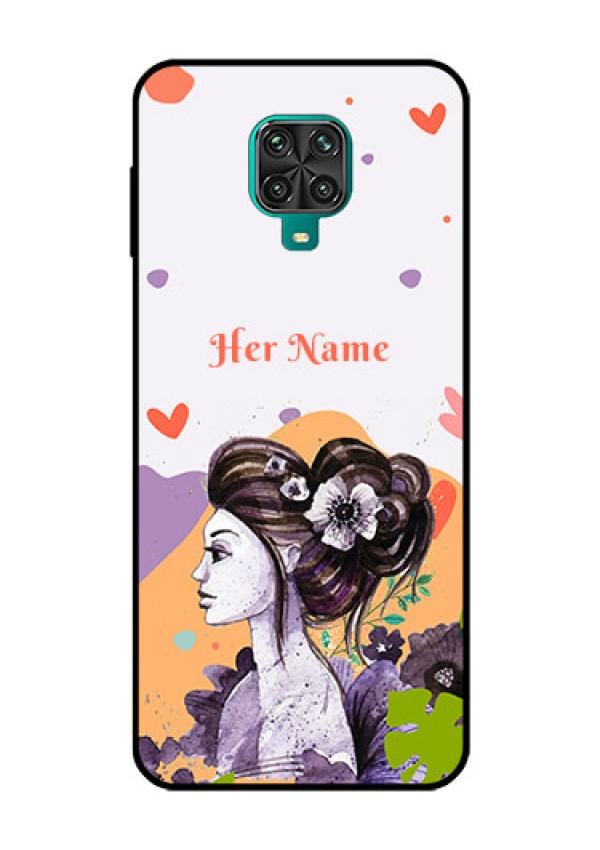 Xiaomi Redmi Note 9 Pro Max Personalized Glass Phone Case - Woman And Nature Design