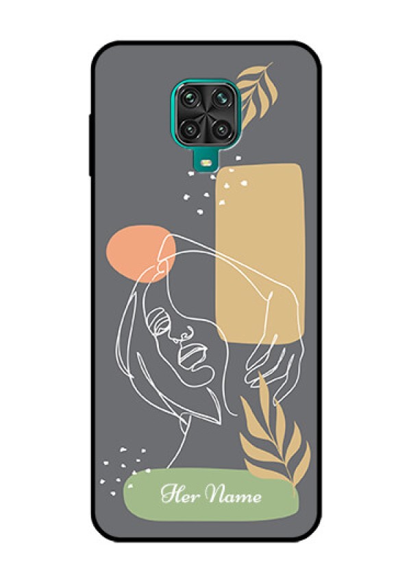 Xiaomi Redmi Note 9 Pro Max Custom Glass Phone Case - Gazing Woman line art Design