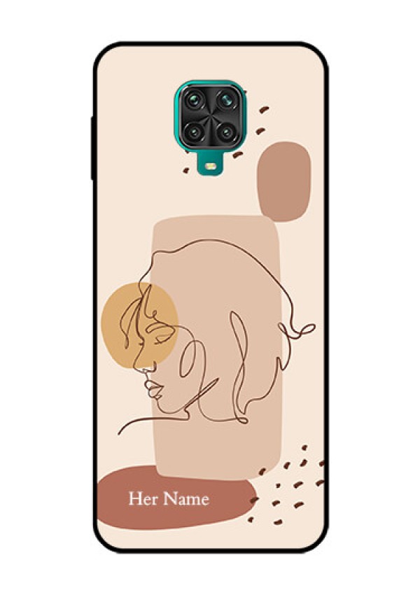 Xiaomi Redmi Note 9 Pro Max Photo Printing on Glass Case - Calm Woman line art Design