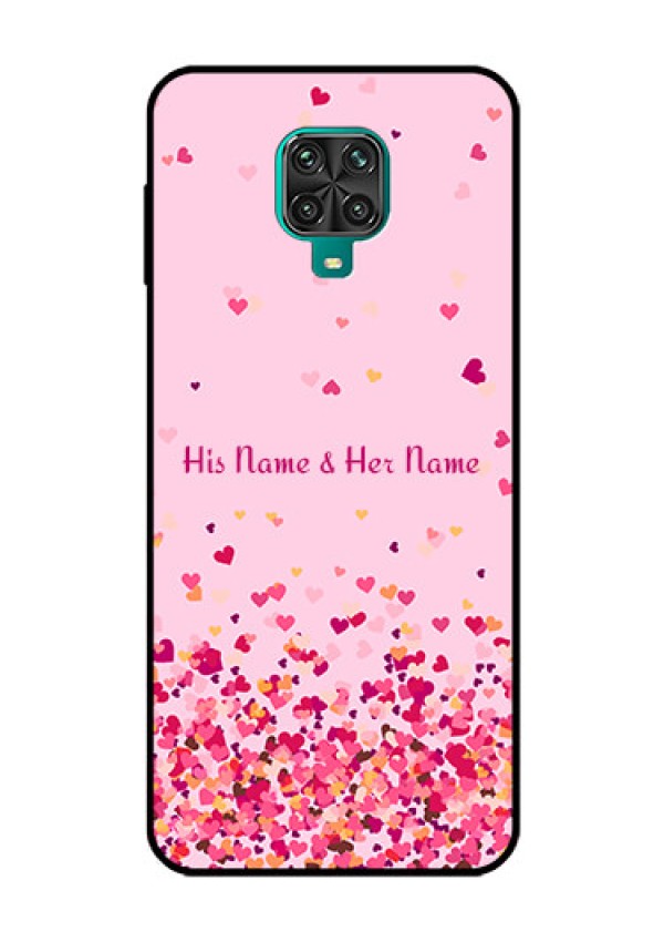 Xiaomi Redmi Note 9 Pro Max Photo Printing on Glass Case - Floating Hearts Design