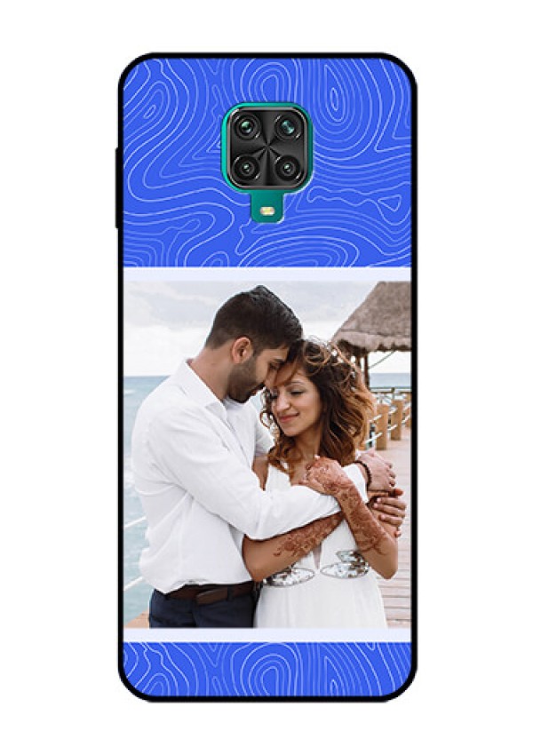 Xiaomi Redmi Note 9 Pro Max Custom Glass Mobile Case - Curved line art with blue and white Design